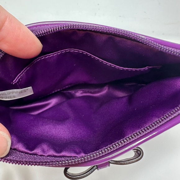 Coach Signature Patent Glossy F49562 Wristlet Pouch Clutch Wallet Purple - Picture 12 of 13